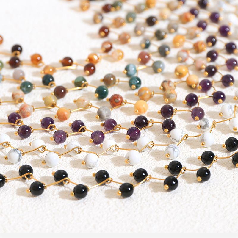 Stunning Stainless Steel Multi Stone Gold Necklace Boho Style Stunning Stainless Steel Multi Stone Gold Necklace Boho Style