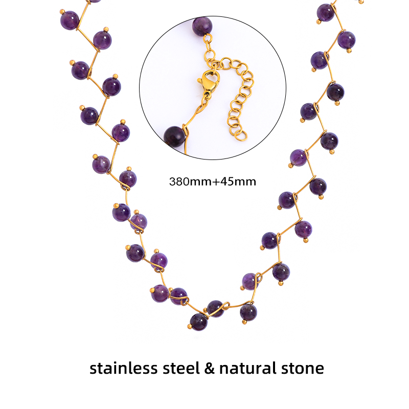 Stunning Stainless Steel Multi Stone Gold Necklace Boho Style Stunning Stainless Steel Multi Stone Gold Necklace Boho Style