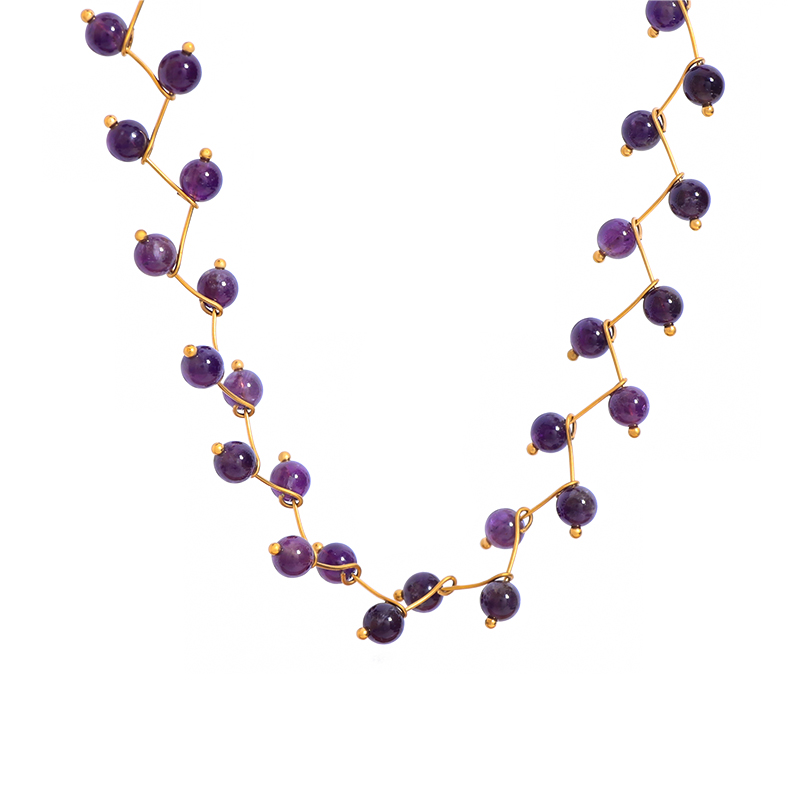 Stunning Stainless Steel Multi Stone Gold Necklace Boho Style Stunning Stainless Steel Multi Stone Gold Necklace Boho Style