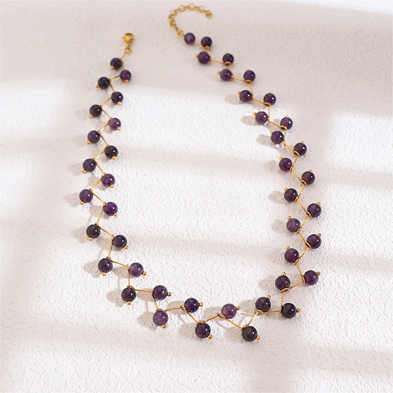 Stunning Stainless Steel Multi Stone Gold Necklace Boho Style