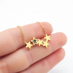 Modern Stainless Steel Star Necklace in Gold and Silver Tones