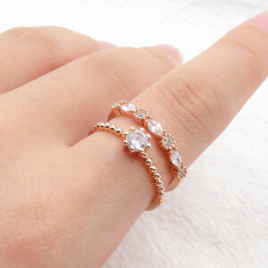 Timeless Rose Gold Plated Cubic Zirconia Ring with Double Band Design