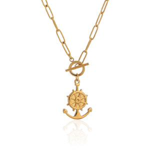 Gold Plated Stainless Steel Necklace with Nautical Pendant
