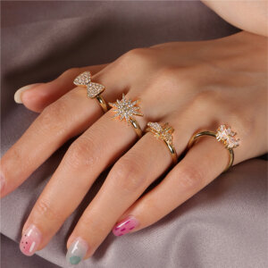 Sparkling 18K Gold Plated Cubic Zircon Rings Collection