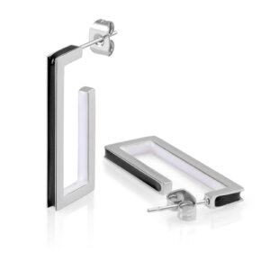 Modern Stainless Steel Enamel Geometric Rectangle Earrings