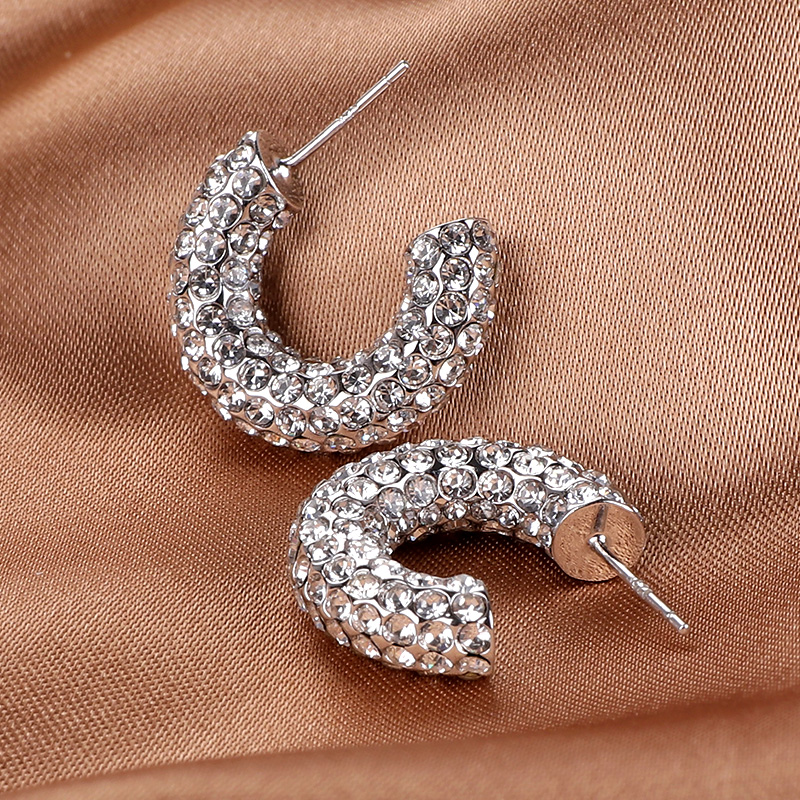 Chunky Open Hoop Earrings with Dazzling Cubic Zirconia