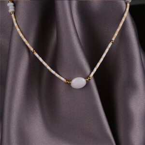 Boho Handmade Natural Stone Necklaces with Colorful Beads