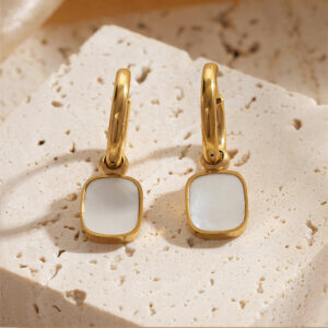 18K Gold Plated Stainless Steel Earrings with Natural Shell Inlays