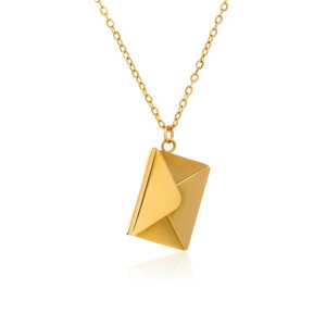 Stainless Steel Envelope Locket Necklace with Hidden Message Design