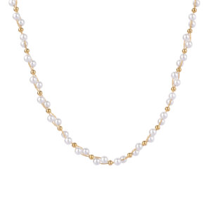 Modern 18K Gold Plated Braided Pearl Necklace with Refined Craftsmanship