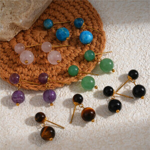 /product/double-ball-design-gold-plated-natural-stone-stud-earrings/