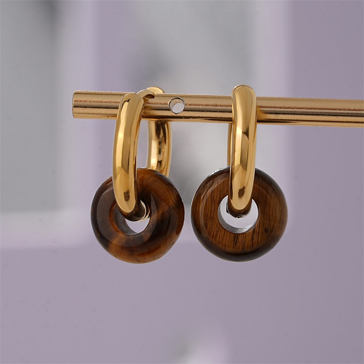 Minimalist Natural Stone Donut Hoop Earrings Collection