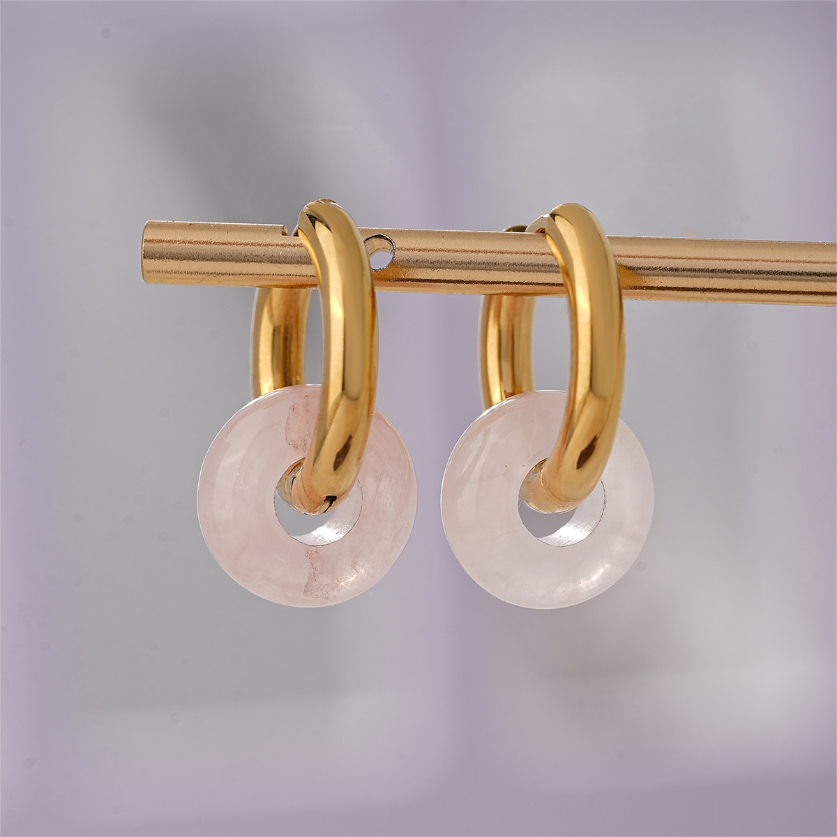 Minimalist Natural Stone Donut Hoop Earrings Collection