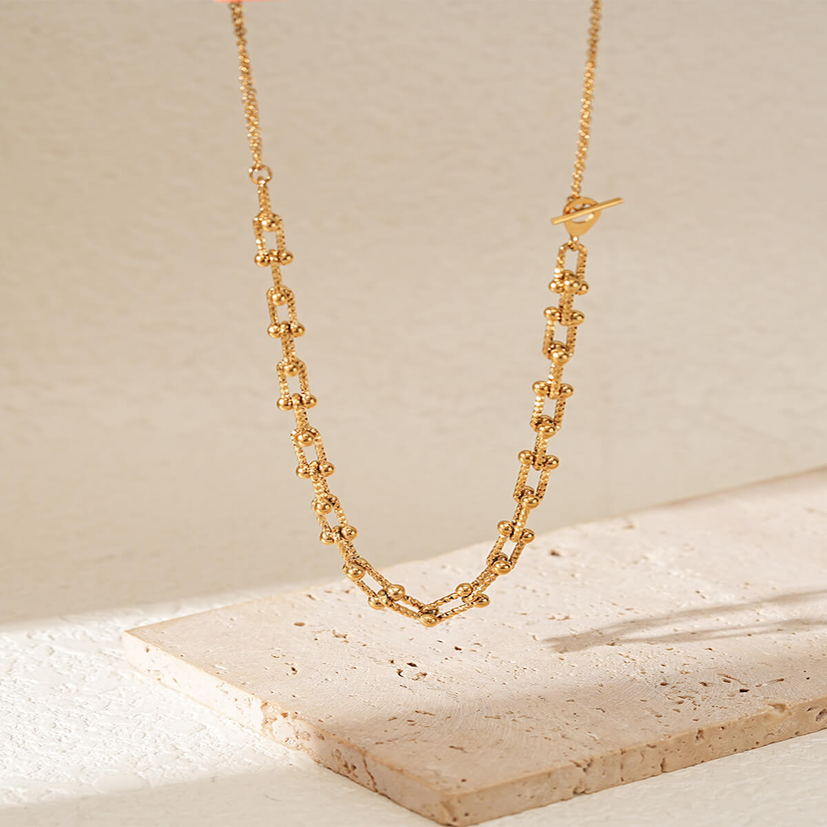 Modern Layered Chain Necklace Collection with OT Toggle Clasp