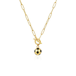 Trendy Gold Plated Soccer Ball Necklace World Cup Sports Jewelry