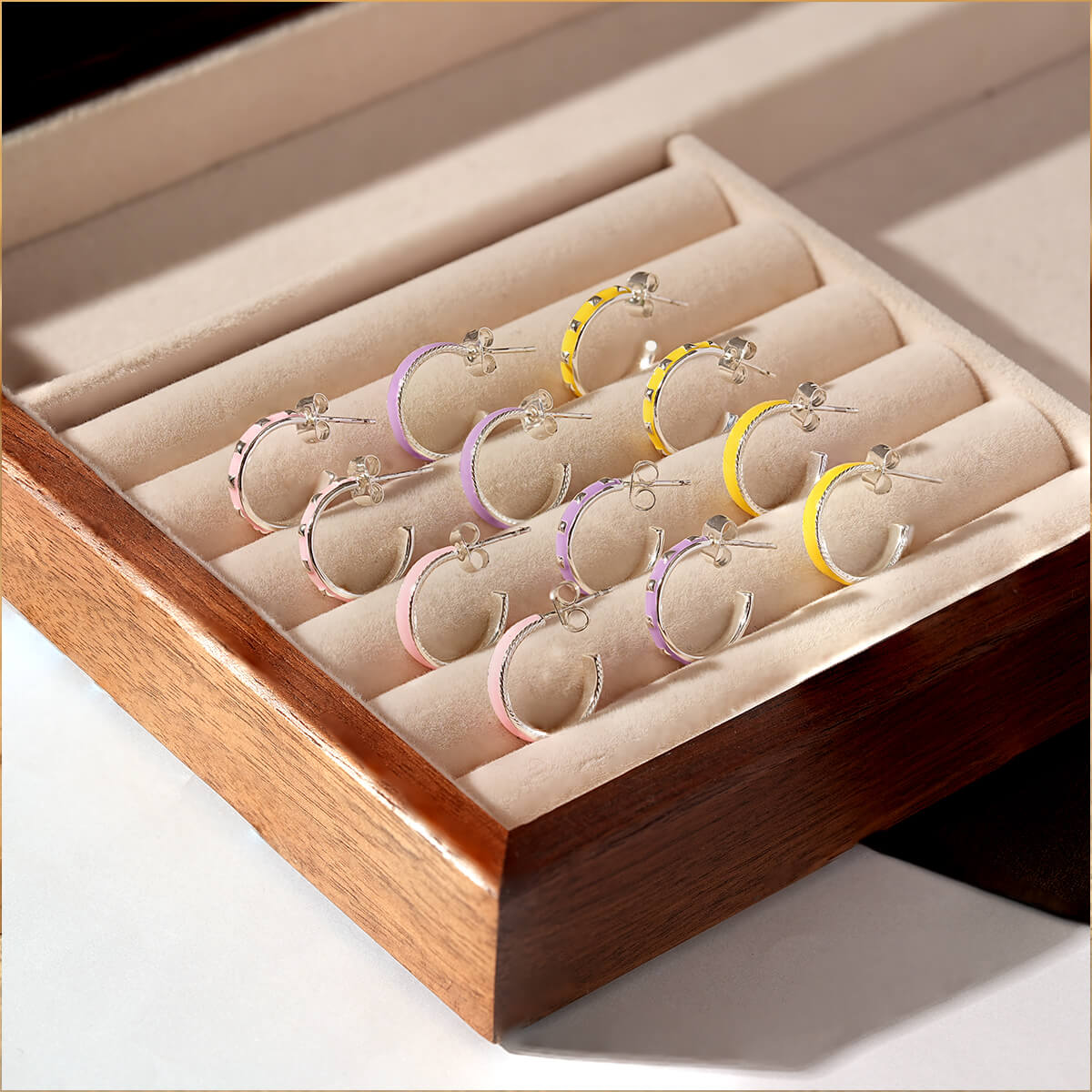 Dainty Colorful Hoop Earrings With Smooth Enamel Finish Design