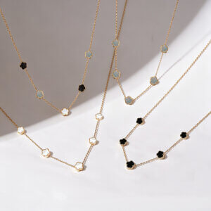 Stainless Steel Gold Flower Necklace With Shell And Acrylic Charm