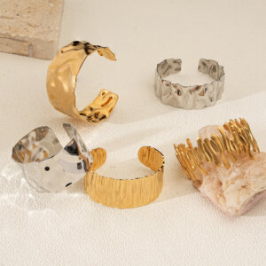 Modern Chunky Sculptural Cuff Bracelet In Stainless Steel